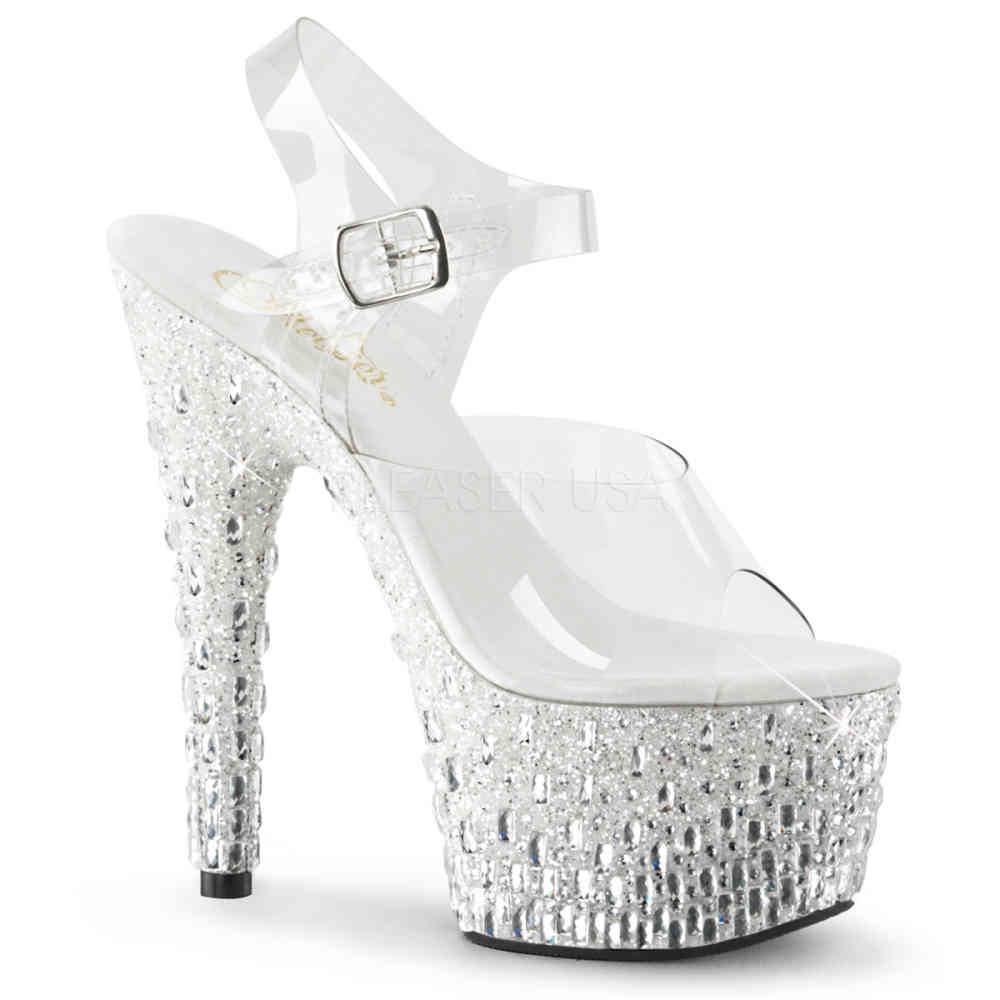 Pleaser - ADORE708MR5 Sandale à bride à la cheville, Pole dance chaussures - Chaussures de pole dance - Blanc Product image